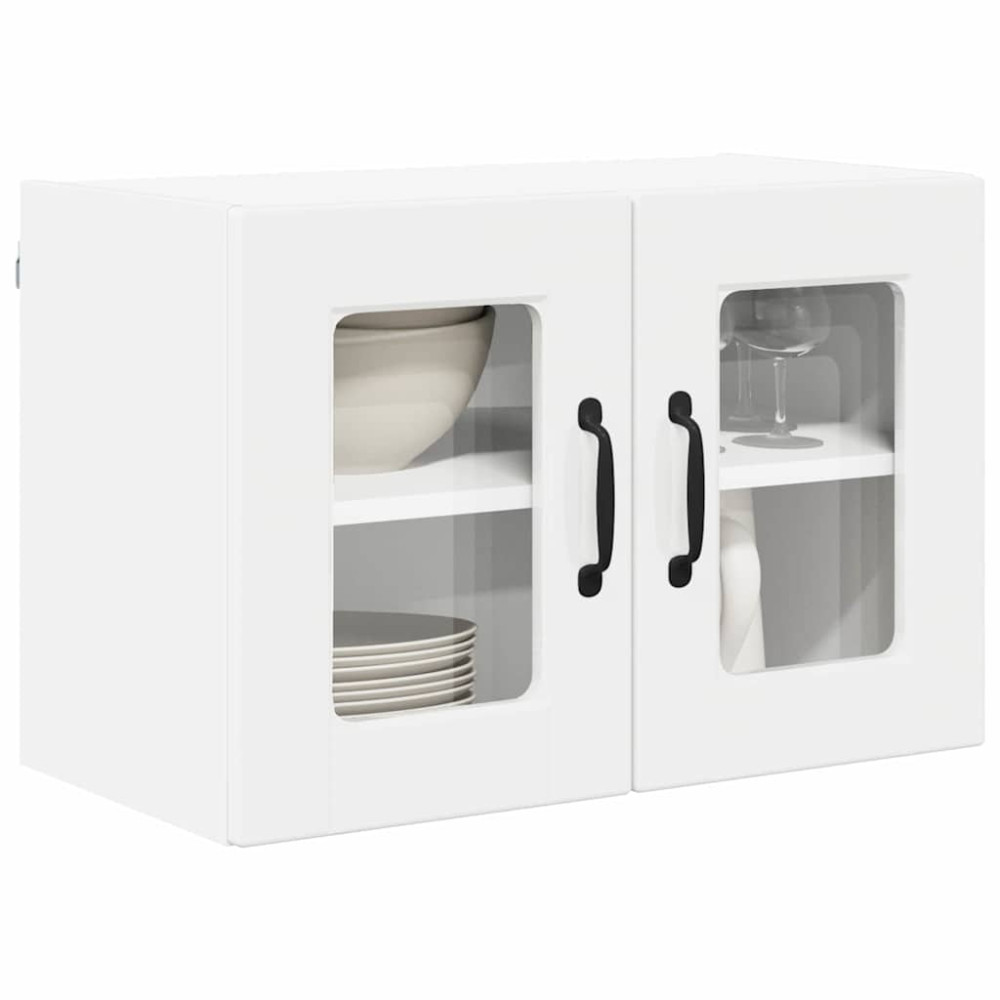Produktbild för Väggglasförråd PORTO Högblanka vita 60 x 31 x 40 cm