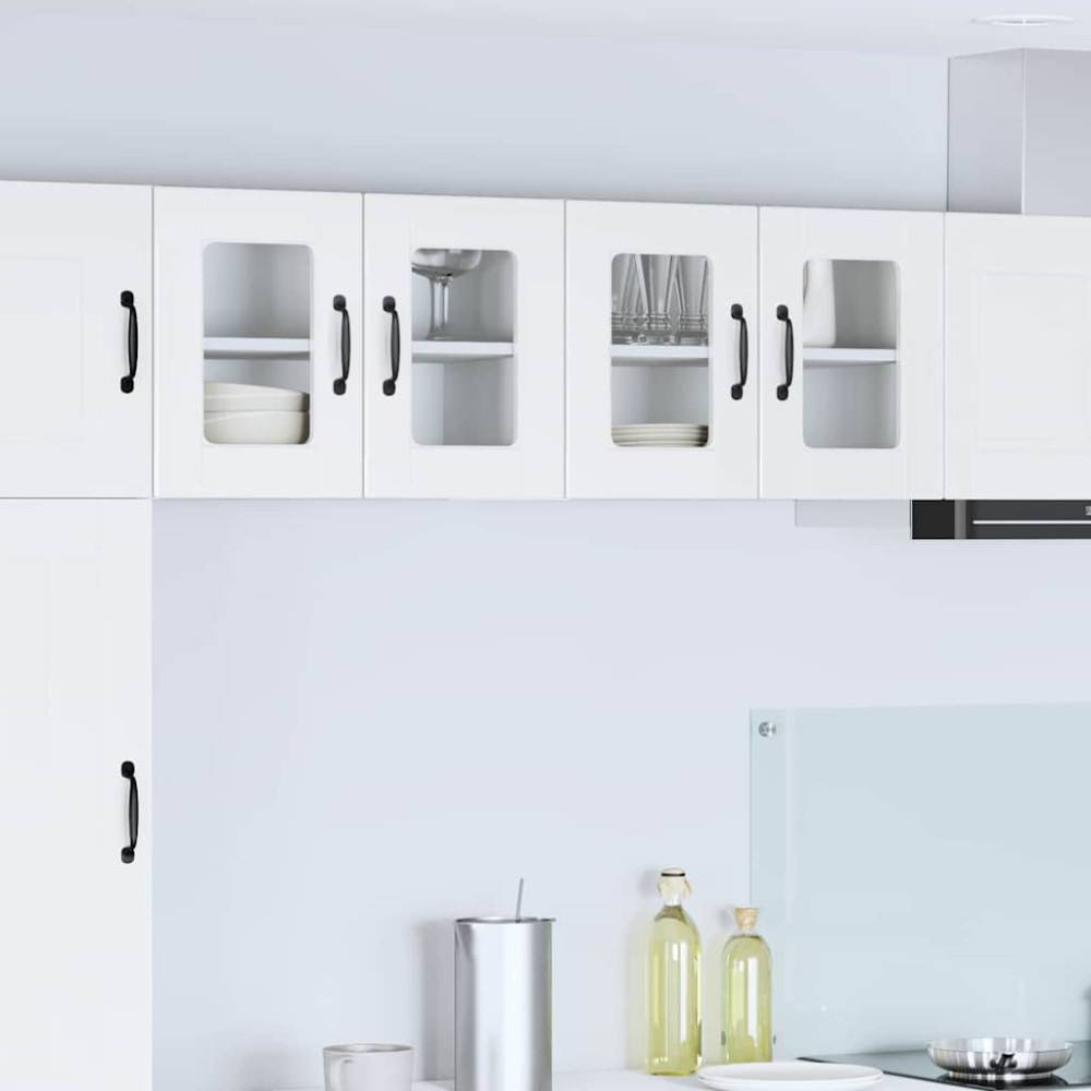 Produktbild för Väggglasförråd PORTO 2 pcs Högblanka vita 60 x 31 x 40 cm