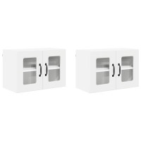 Produktbild för Väggglasförråd PORTO 2 pcs Högblanka vita 60 x 31 x 40 cm