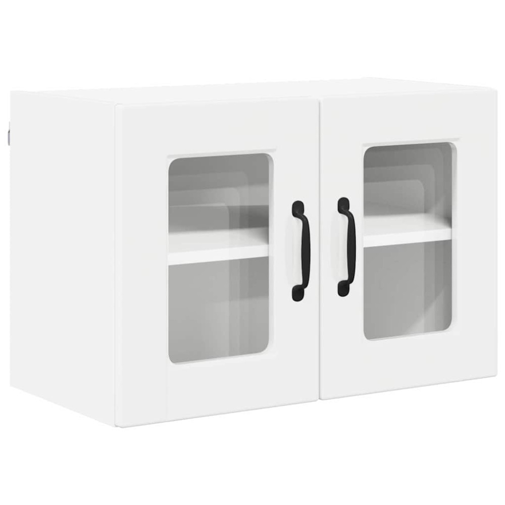 Produktbild för Väggglasförråd PORTO 2 pcs Högblanka vita 60 x 31 x 40 cm
