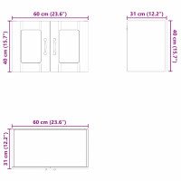 Produktbild för Väggglasförråd PORTO Rökt ek 60 x 31 x 40 cm Konstruerat trä