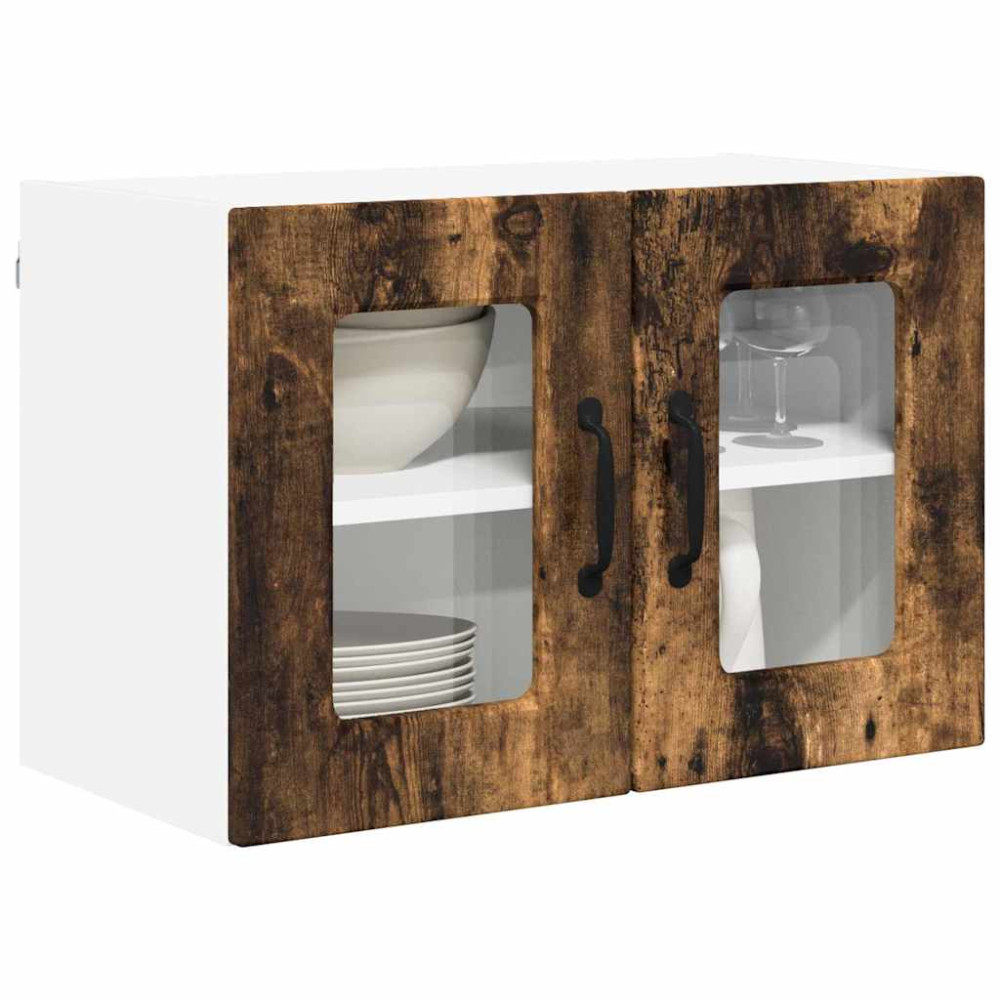 Produktbild för Väggglasförråd PORTO Rökt ek 60 x 31 x 40 cm Konstruerat trä
