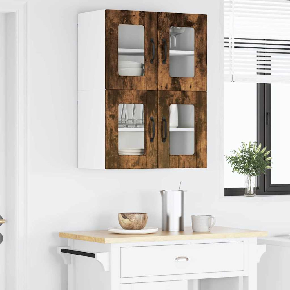 Produktbild för Väggglasförråd PORTO Rökt ek 60 x 31 x 40 cm Konstruerat trä