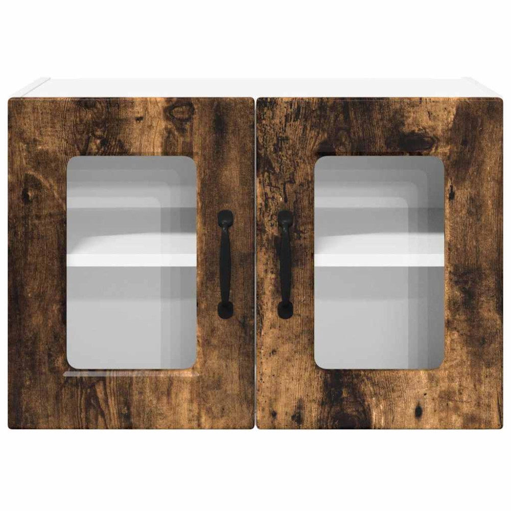 Produktbild för Väggglasförråd PORTO 2 pcs Rökt ek 60 x 31 x 40 cm