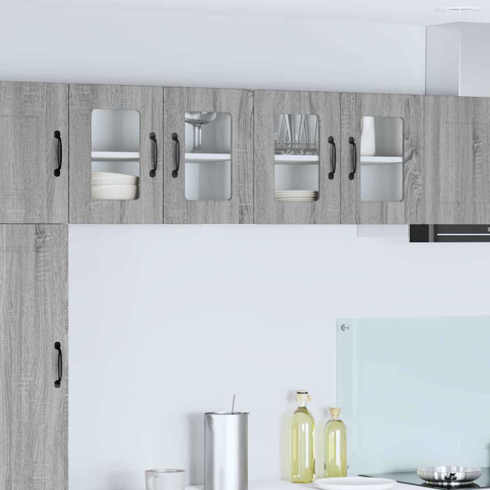 Produktbild för Väggglasförråd PORTO 2 pcs Grå Sonoma 60 x 31 x 40 cm
