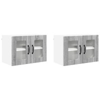 Produktbild för Väggglasförråd PORTO 2 pcs Grå Sonoma 60 x 31 x 40 cm
