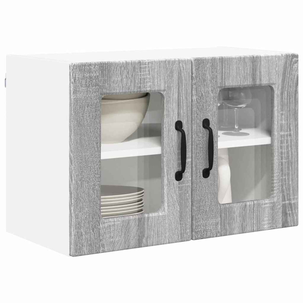 Produktbild för Väggglasförråd PORTO 2 pcs Grå Sonoma 60 x 31 x 40 cm