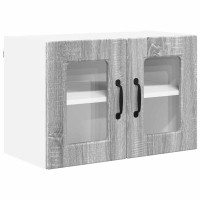 Produktbild för Väggglasförråd PORTO 2 pcs Grå Sonoma 60 x 31 x 40 cm