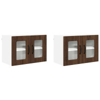 Produktbild för Väggglasförråd PORTO 2 pcs Brun Ek 60 x 31 x 40 cm