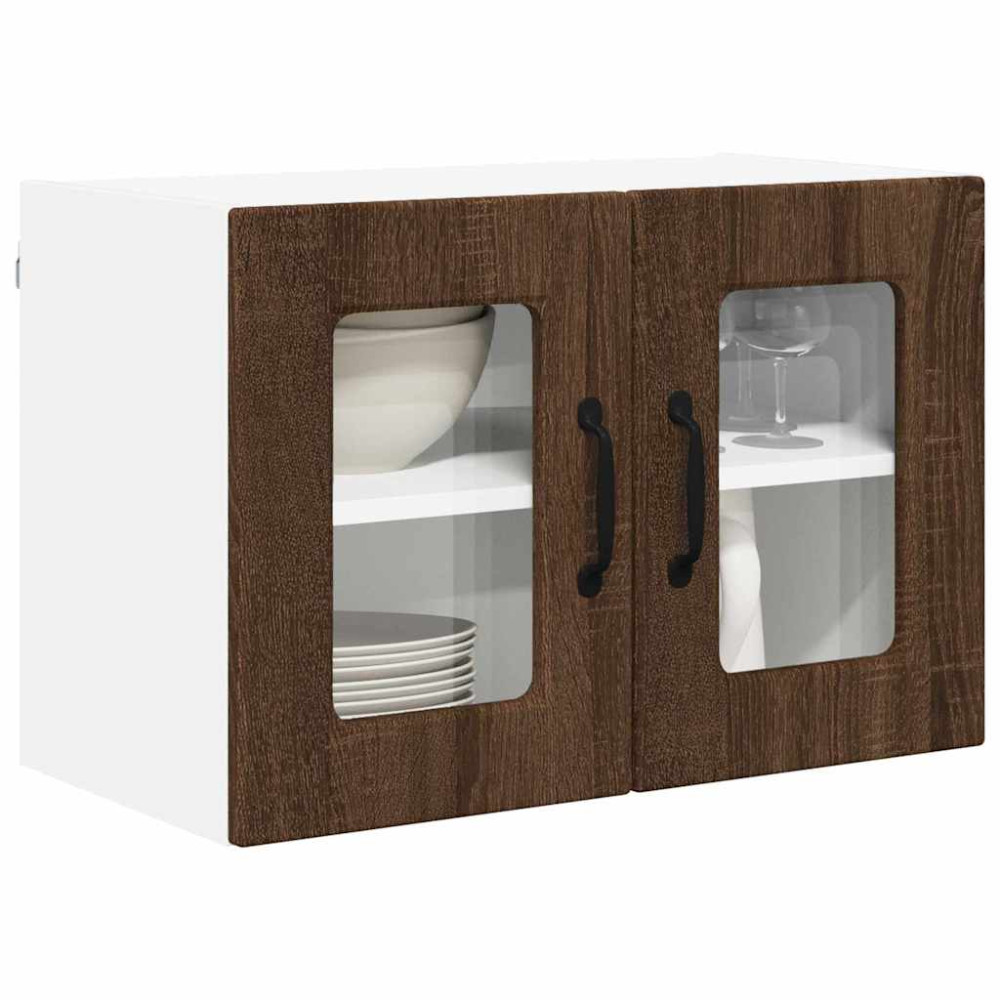Produktbild för Väggglasförråd PORTO 2 pcs Brun Ek 60 x 31 x 40 cm