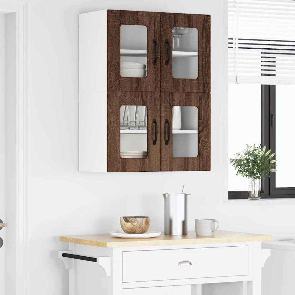 Produktbild för Väggglasförråd PORTO 2 pcs Brun Ek 60 x 31 x 40 cm