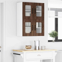 Produktbild för Väggglasförråd PORTO 2 pcs Brun Ek 60 x 31 x 40 cm