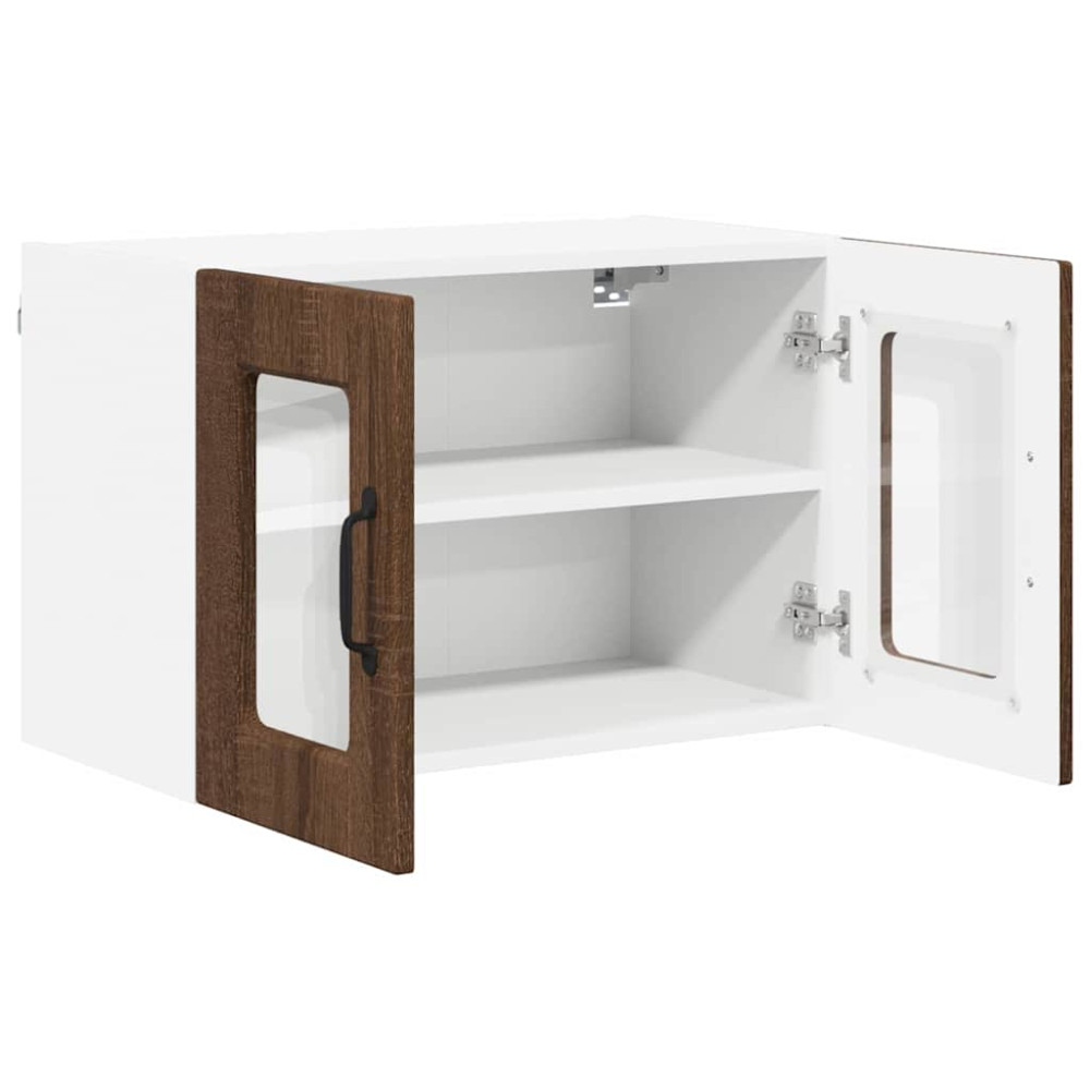 Produktbild för Väggglasförråd PORTO 2 pcs Brun Ek 60 x 31 x 40 cm