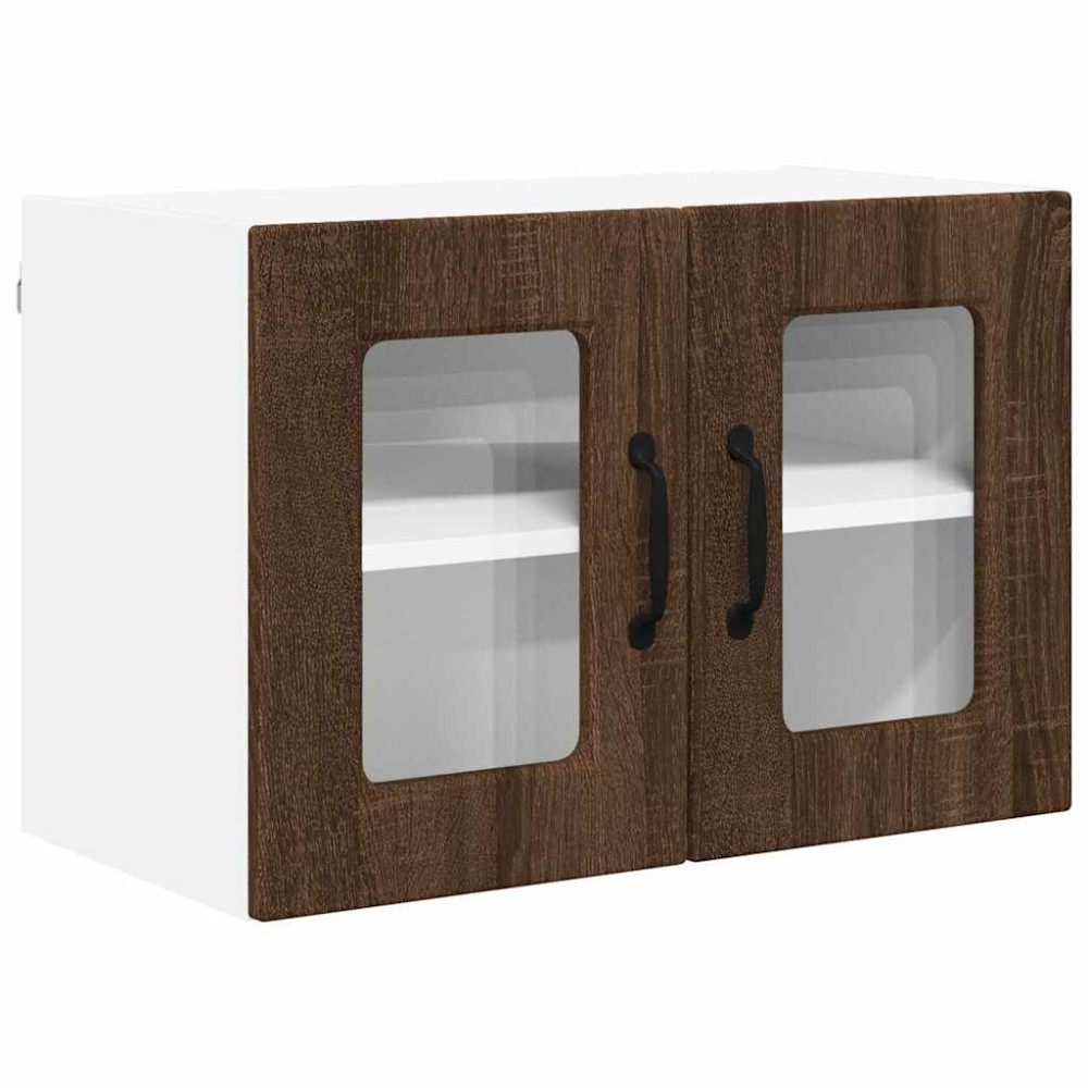 Produktbild för Väggglasförråd PORTO 2 pcs Brun Ek 60 x 31 x 40 cm