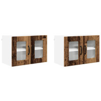 Produktbild för Väggglasförråd PORTO 2 pcs Gammalt trä 60 x 31 x 40 cm
