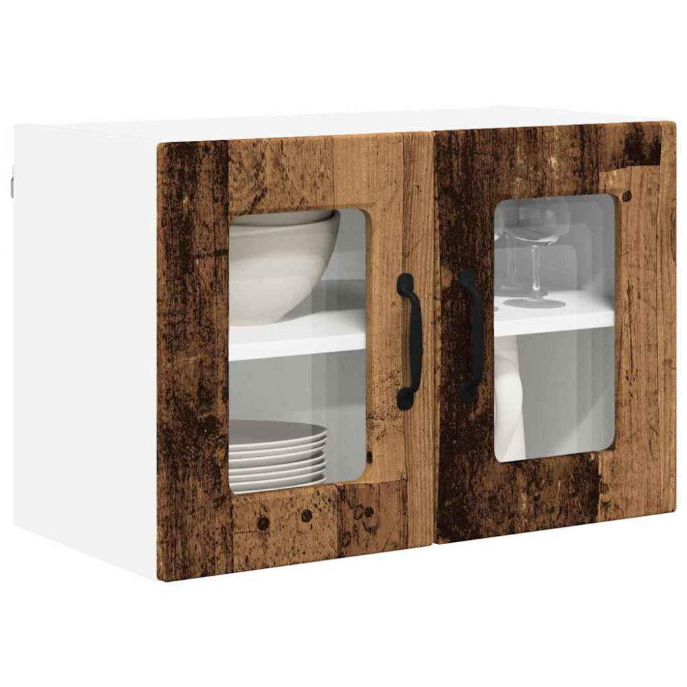 Produktbild för Väggglasförråd PORTO 2 pcs Gammalt trä 60 x 31 x 40 cm
