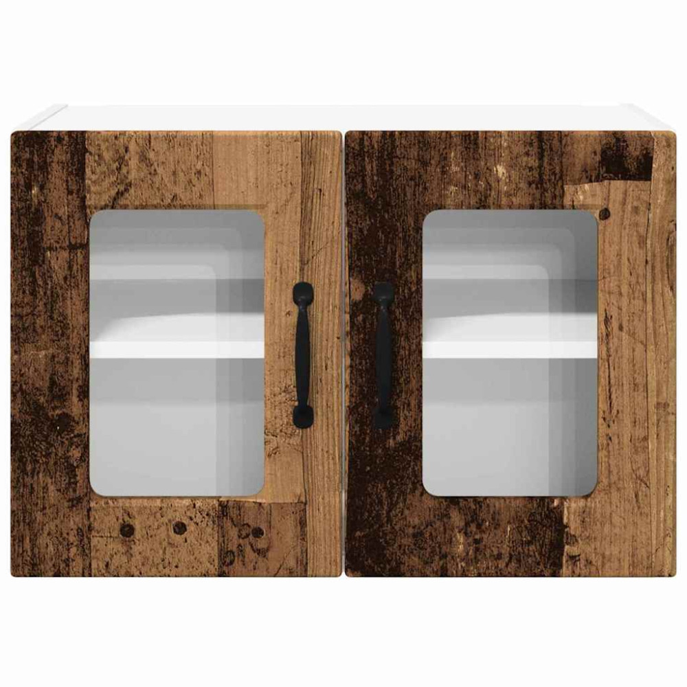 Produktbild för Väggglasförråd PORTO 2 pcs Gammalt trä 60 x 31 x 40 cm