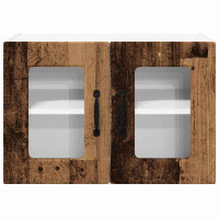 Produktbild för Väggglasförråd PORTO 2 pcs Gammalt trä 60 x 31 x 40 cm