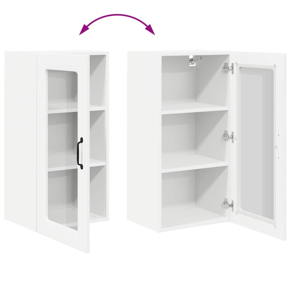 Produktbild för Väggglasförråd PORTO 2 pcs Vit 40 x 31 x 80 cm Konstruerat trä