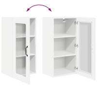 Produktbild för Väggglasförråd PORTO 2 pcs Vit 40 x 31 x 80 cm Konstruerat trä