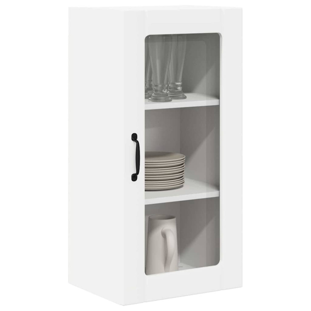Produktbild för Väggglasförråd PORTO 2 pcs Vit 40 x 31 x 80 cm Konstruerat trä