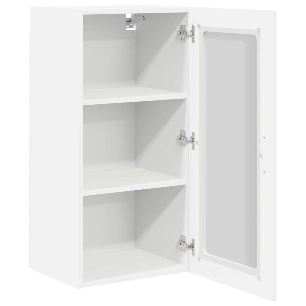 Produktbild för Väggglasförråd PORTO 2 pcs Vit 40 x 31 x 80 cm Konstruerat trä