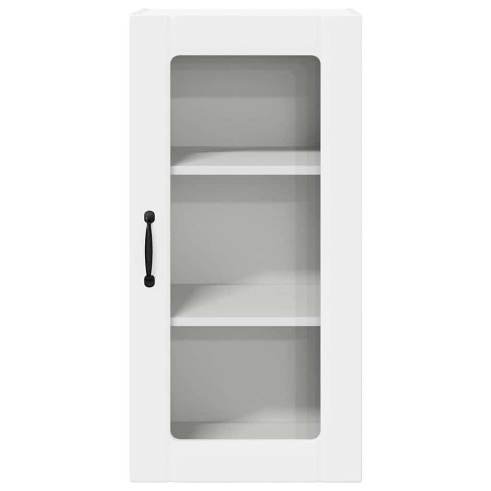 Produktbild för Väggglasförråd PORTO 2 pcs Vit 40 x 31 x 80 cm Konstruerat trä
