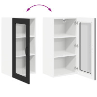 Produktbild för Väggglasförråd PORTO Svart 40 x 31 x 80 cm Konstruerat trä