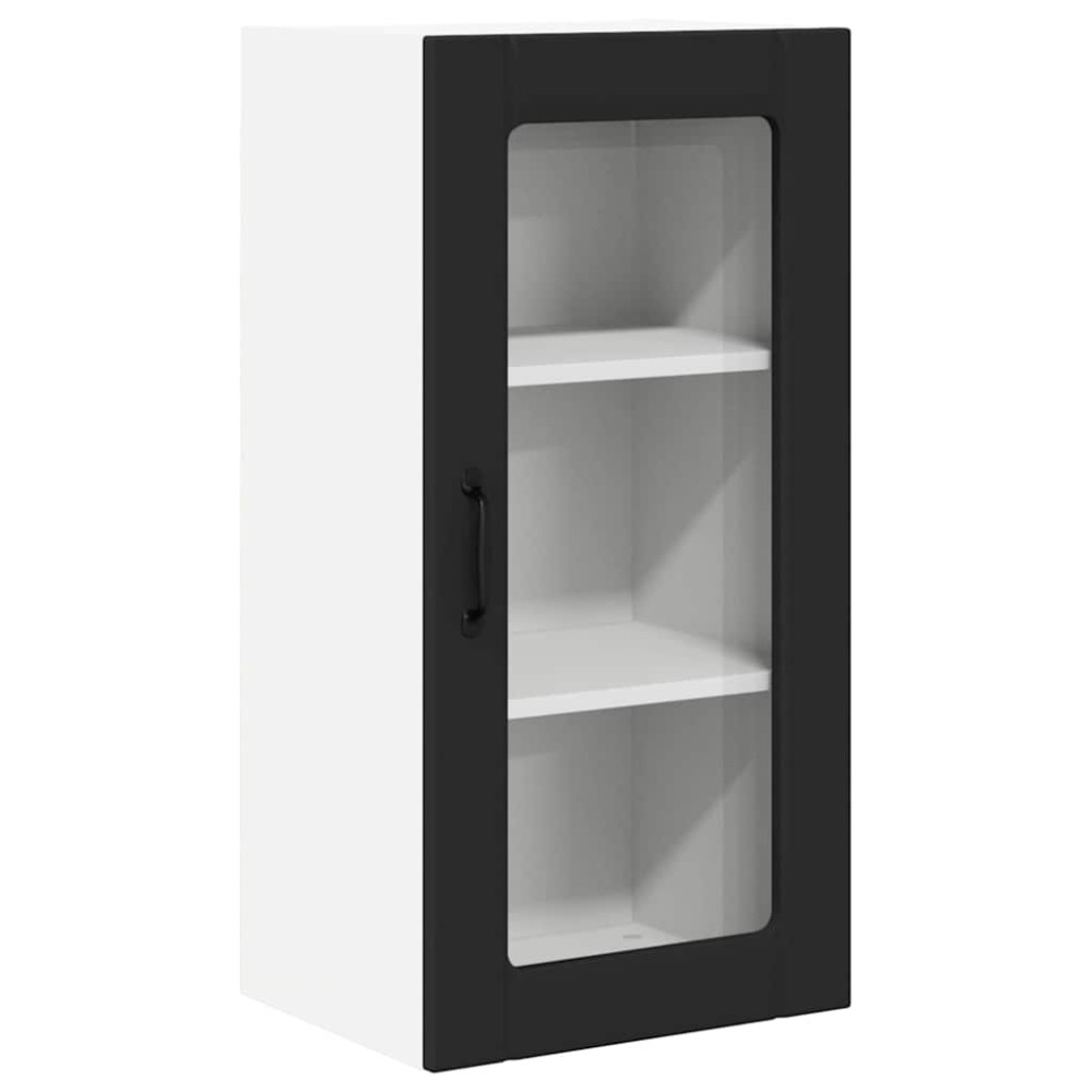 Produktbild för Väggglasförråd PORTO Svart 40 x 31 x 80 cm Konstruerat trä
