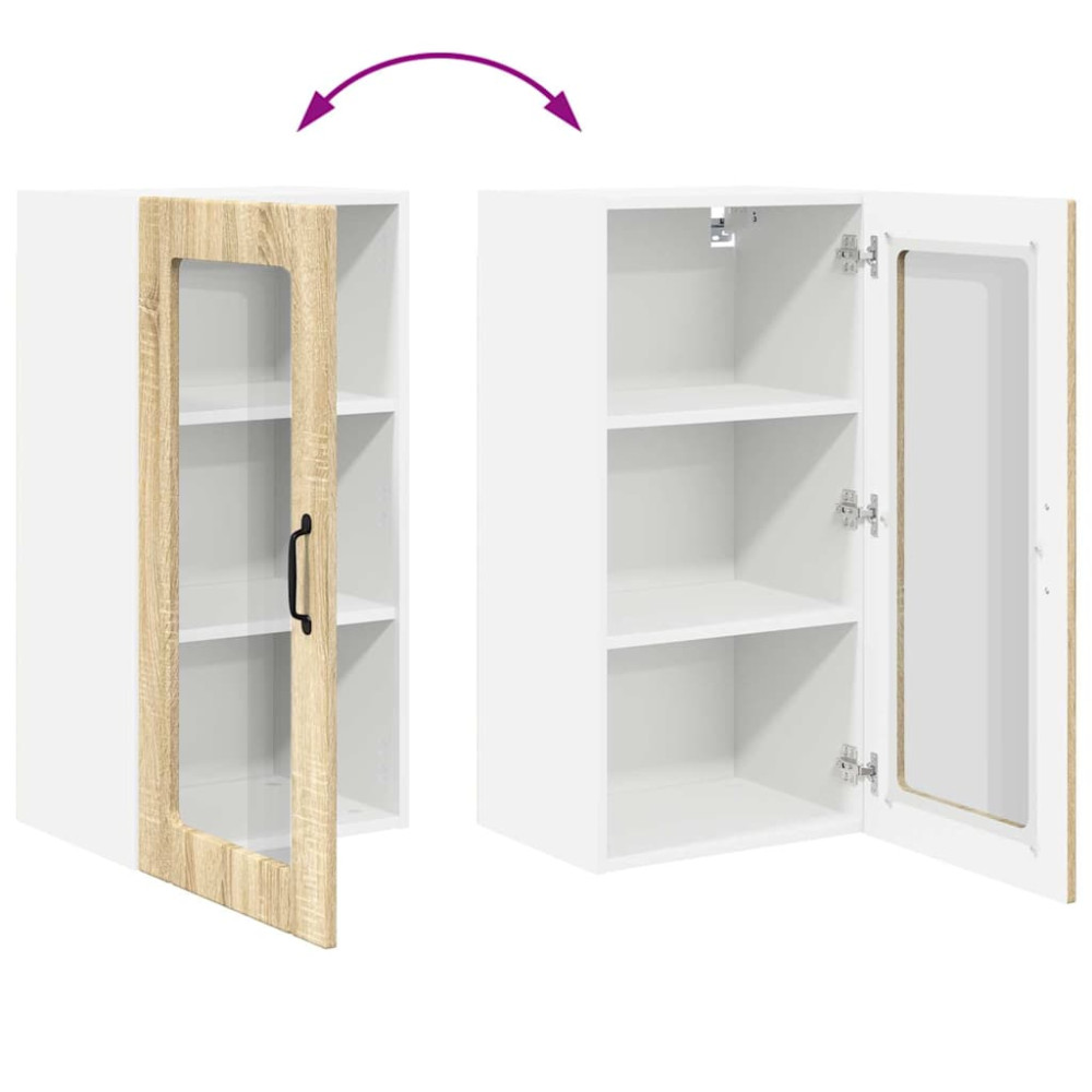 Produktbild för Väggglasförråd PORTO Sonoma-ek 40 x 31 x 80 cm Konstruerat trä