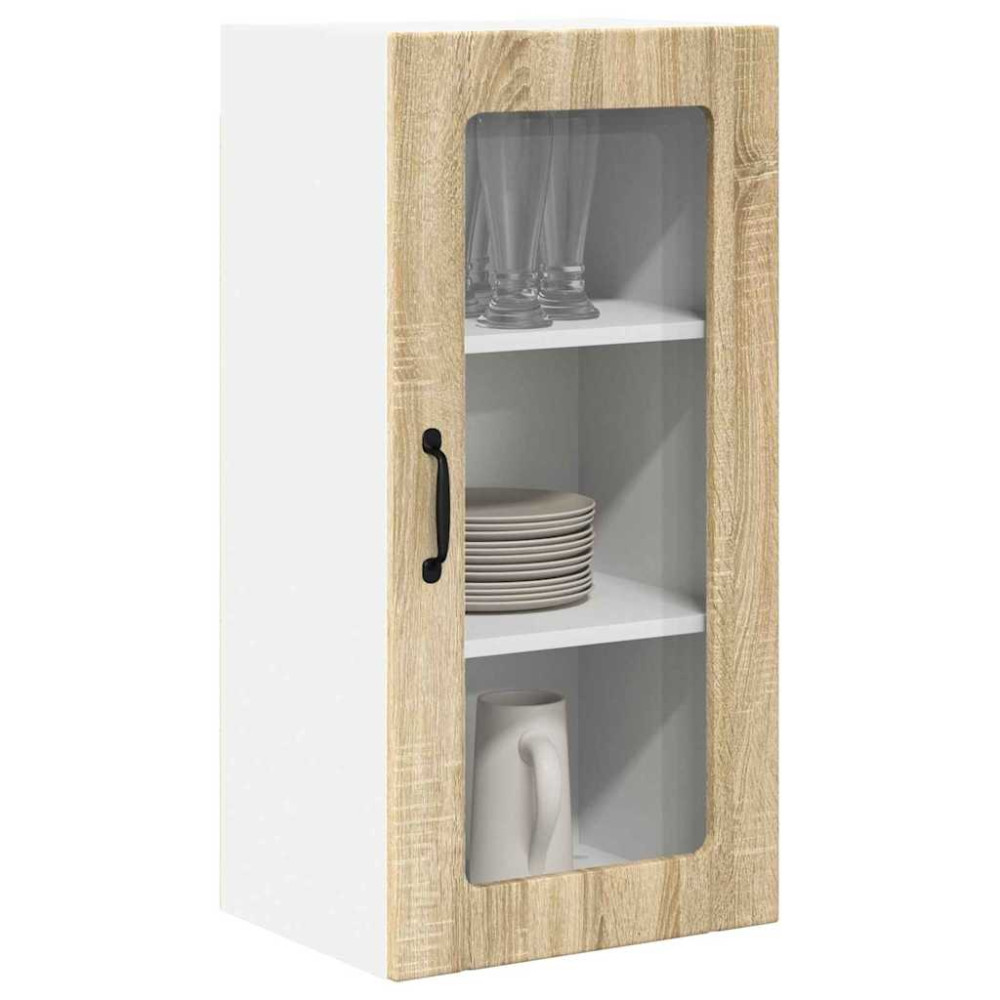 Produktbild för Väggglasförråd PORTO Sonoma-ek 40 x 31 x 80 cm Konstruerat trä