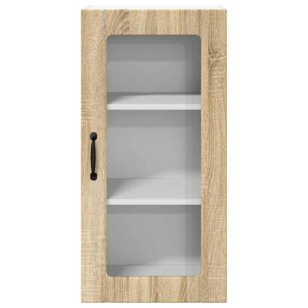 Produktbild för Väggglasförråd PORTO Sonoma-ek 40 x 31 x 80 cm Konstruerat trä