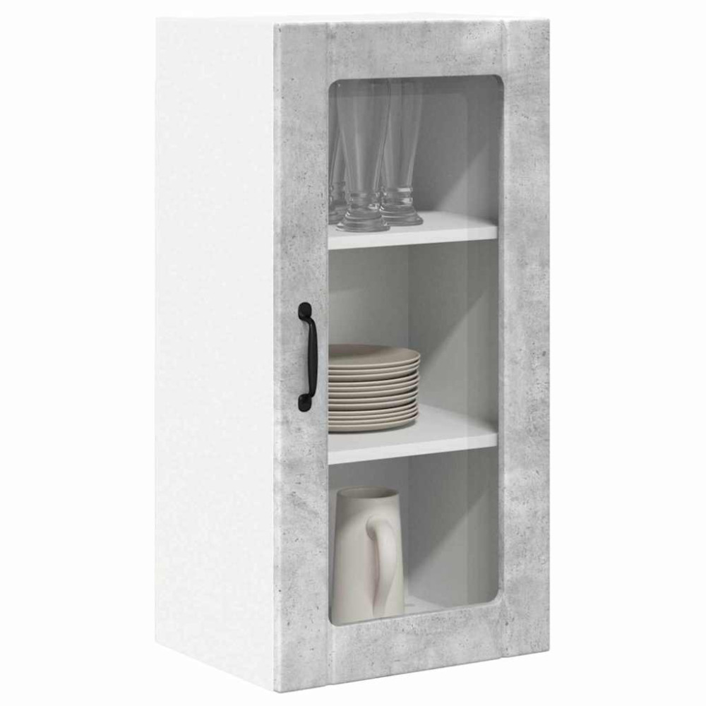 Produktbild för Väggglasförråd PORTO Betonggrå 40 x 31 x 80 cm Konstruerat trä