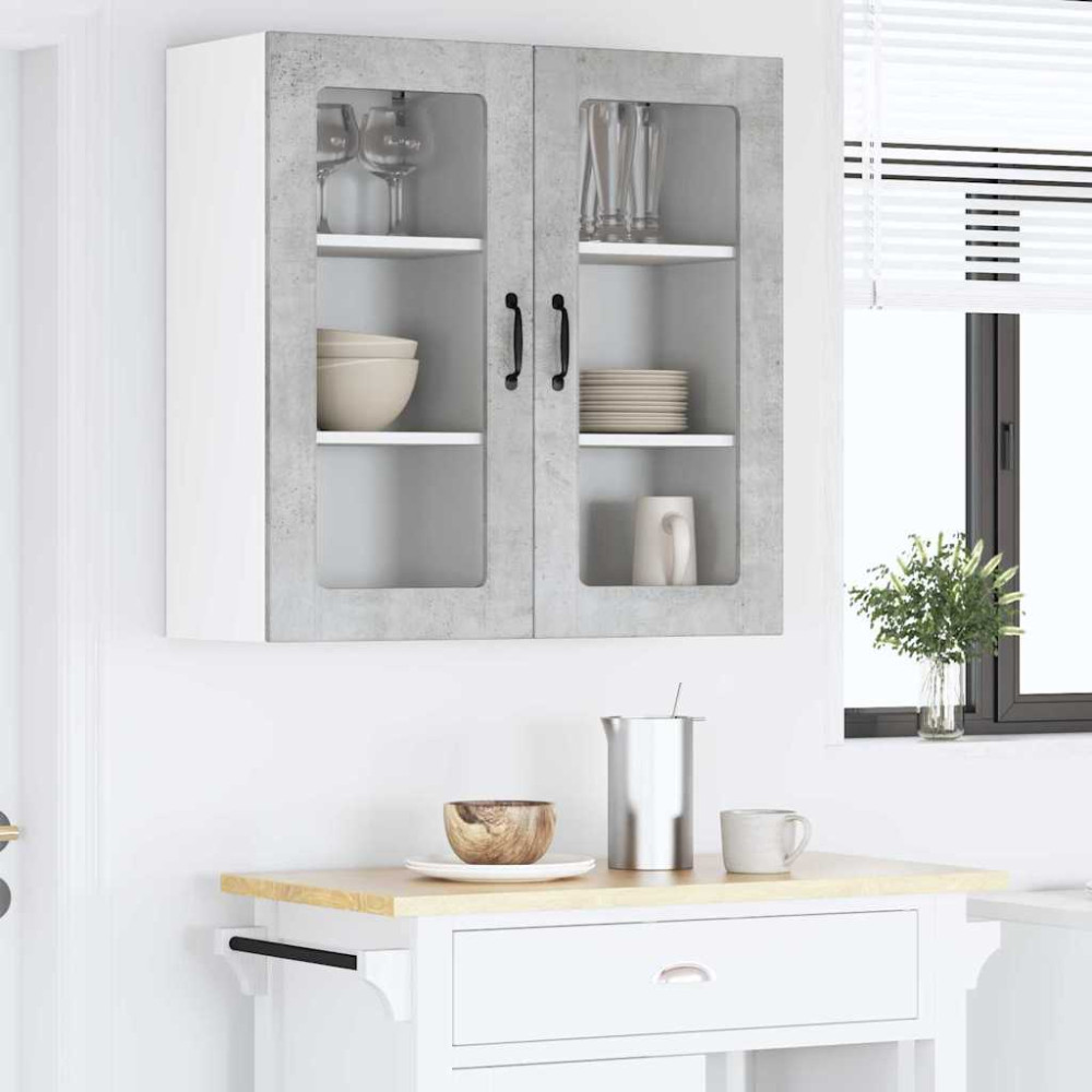 Produktbild för Väggglasförråd PORTO Betonggrå 40 x 31 x 80 cm Konstruerat trä