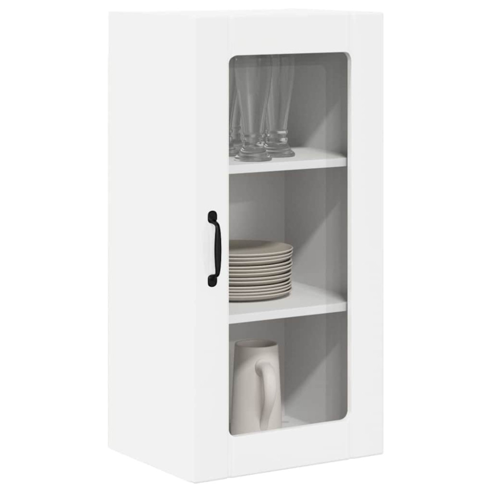 Produktbild för Väggglasförråd PORTO 2 pcs Högblanka vita 40 x 31 x 80 cm
