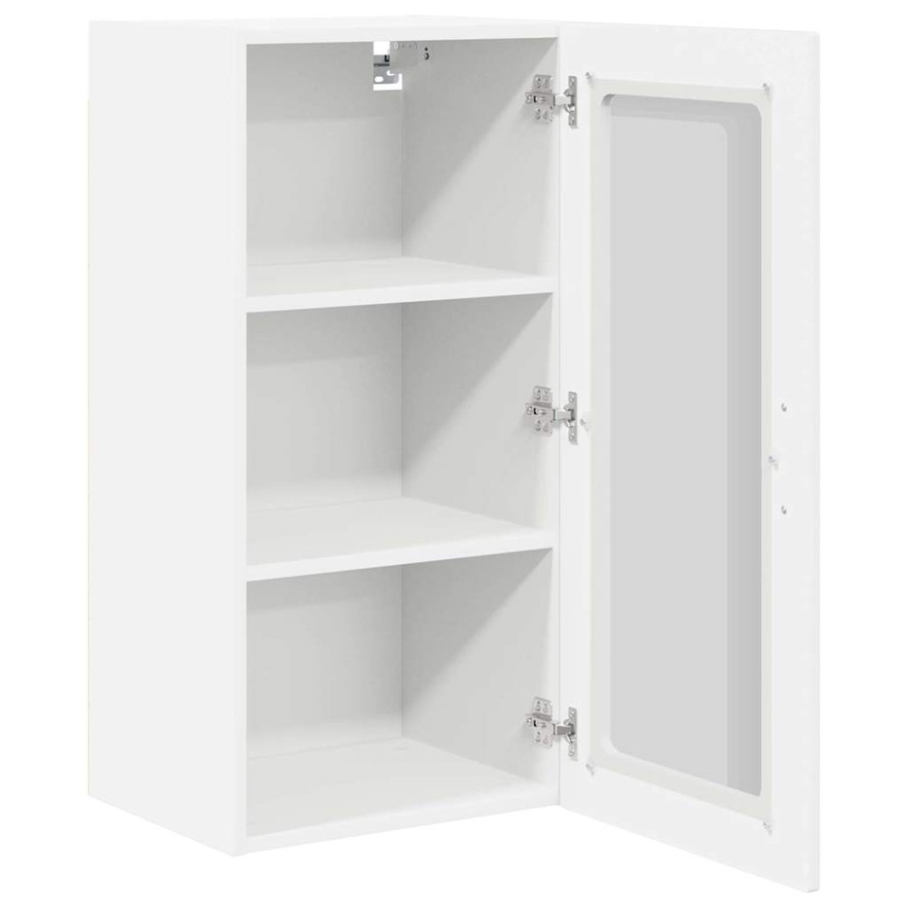 Produktbild för Väggglasförråd PORTO 2 pcs Högblanka vita 40 x 31 x 80 cm