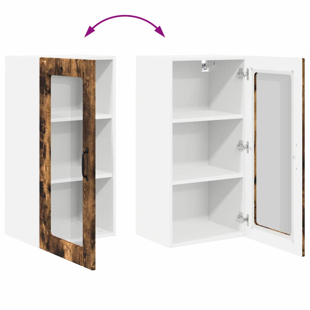 Produktbild för Väggglasförråd PORTO Rökt ek 40 x 31 x 80 cm Konstruerat trä