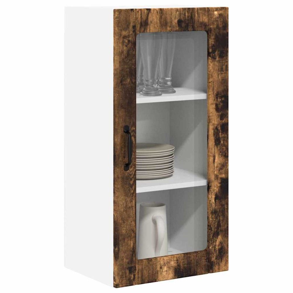 Produktbild för Väggglasförråd PORTO Rökt ek 40 x 31 x 80 cm Konstruerat trä