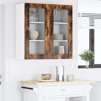 Produktbild för Väggglasförråd PORTO Rökt ek 40 x 31 x 80 cm Konstruerat trä