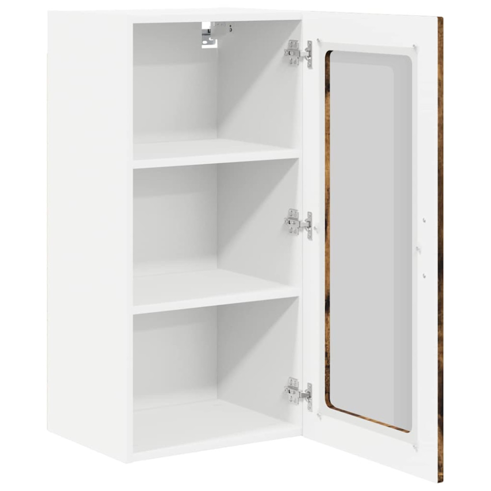 Produktbild för Väggglasförråd PORTO Rökt ek 40 x 31 x 80 cm Konstruerat trä