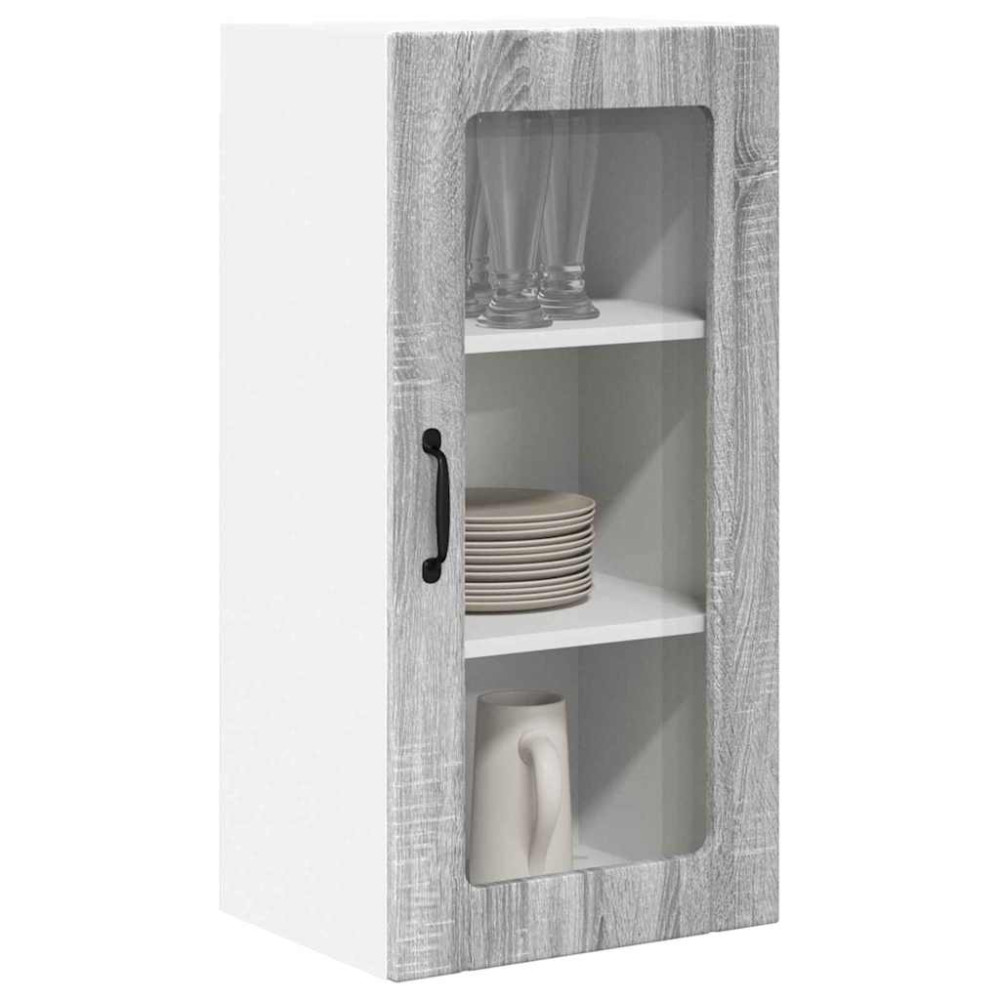 Produktbild för Väggglasförråd PORTO Grå Sonoma 40 x 31 x 80 cm Konstruerat trä