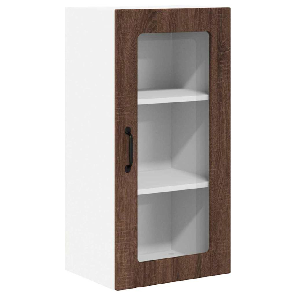 Produktbild för Väggglasförråd PORTO Brun Ek 40 x 31 x 80 cm Konstruerat trä