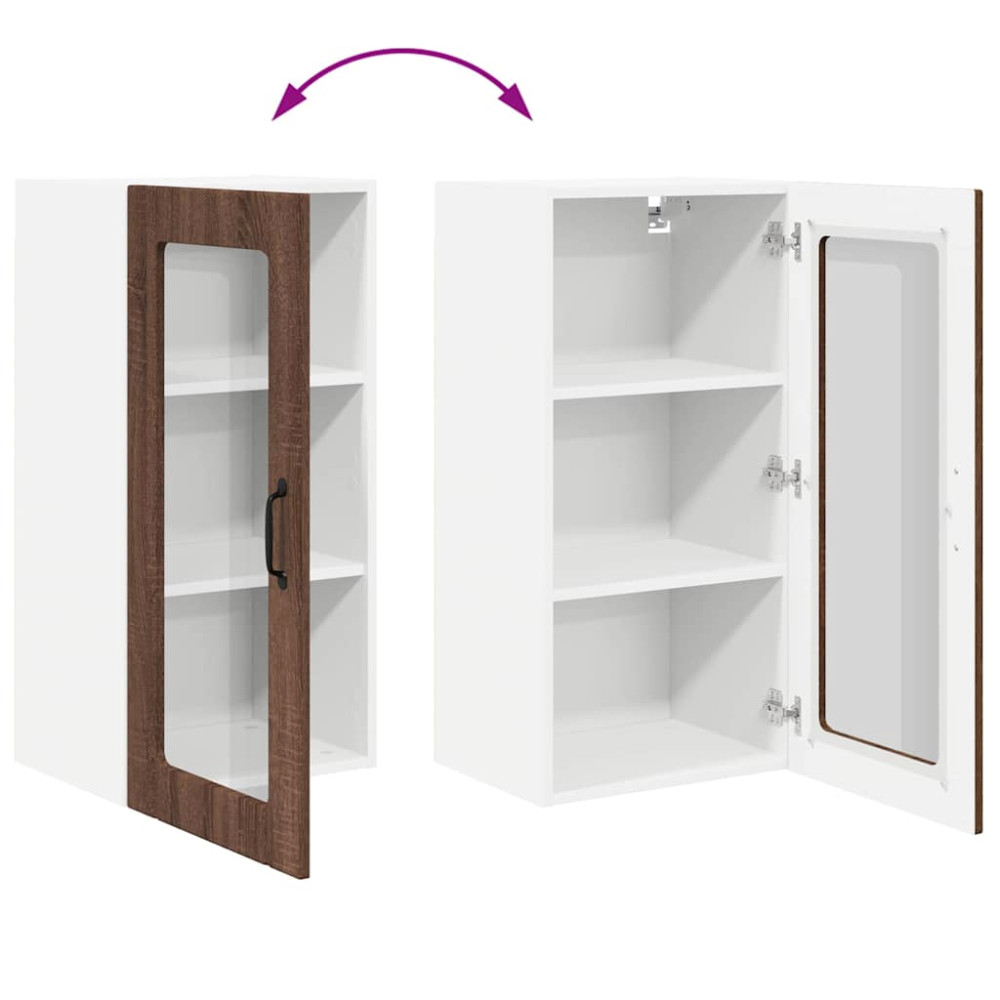Produktbild för Väggglasförråd PORTO 2 pcs Brun Ek 40 x 31 x 80 cm