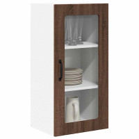 Produktbild för Väggglasförråd PORTO 2 pcs Brun Ek 40 x 31 x 80 cm