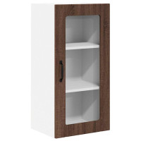 Produktbild för Väggglasförråd PORTO 2 pcs Brun Ek 40 x 31 x 80 cm