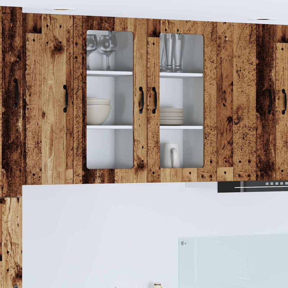 Produktbild för Väggglasförråd PORTO 2 pcs Gammalt trä 40 x 31 x 80 cm