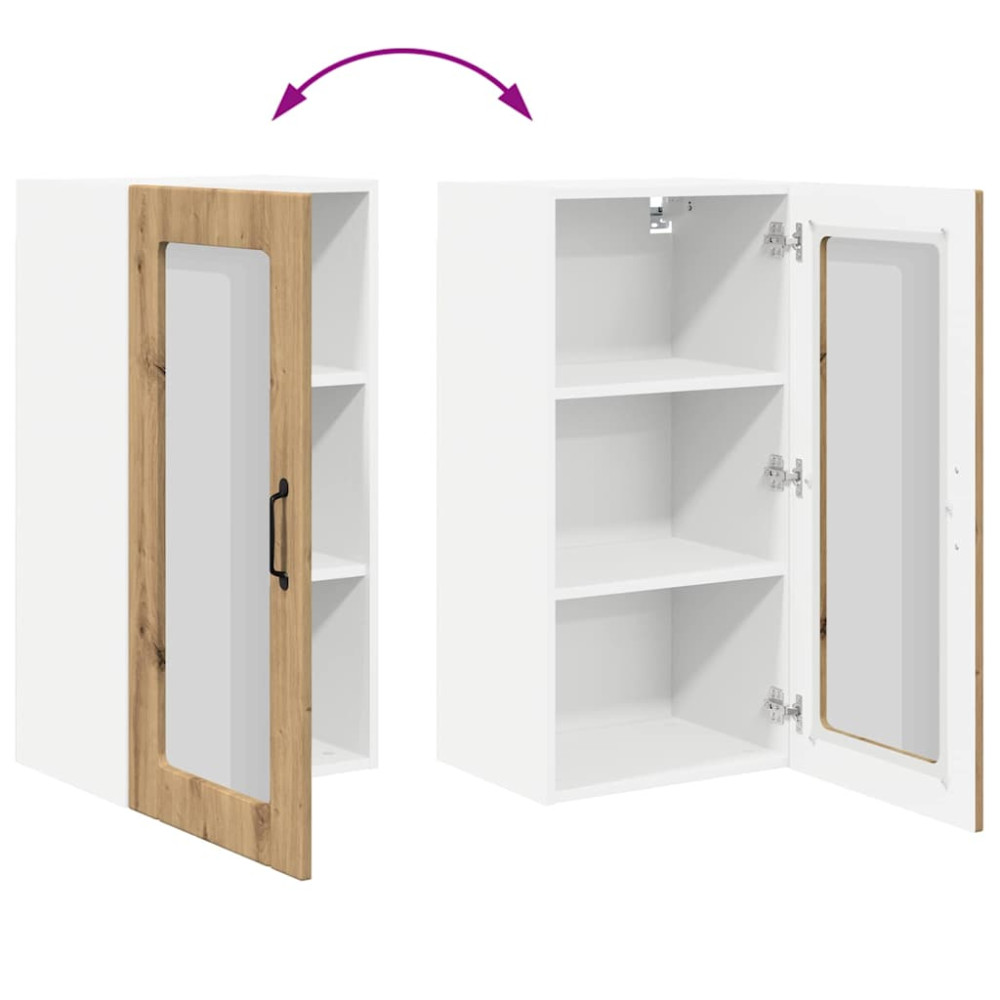 Produktbild för Väggglasstomme PORTO Artisan Ek 40 x 31 x 80 cm Konstruerat trä