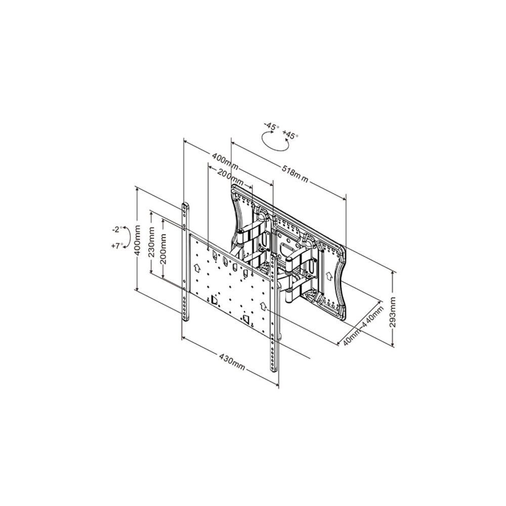 Produktbild för Multibrackets M VESA Super Slim Tilt & Turn Plus black - screen size: 32" - 65"