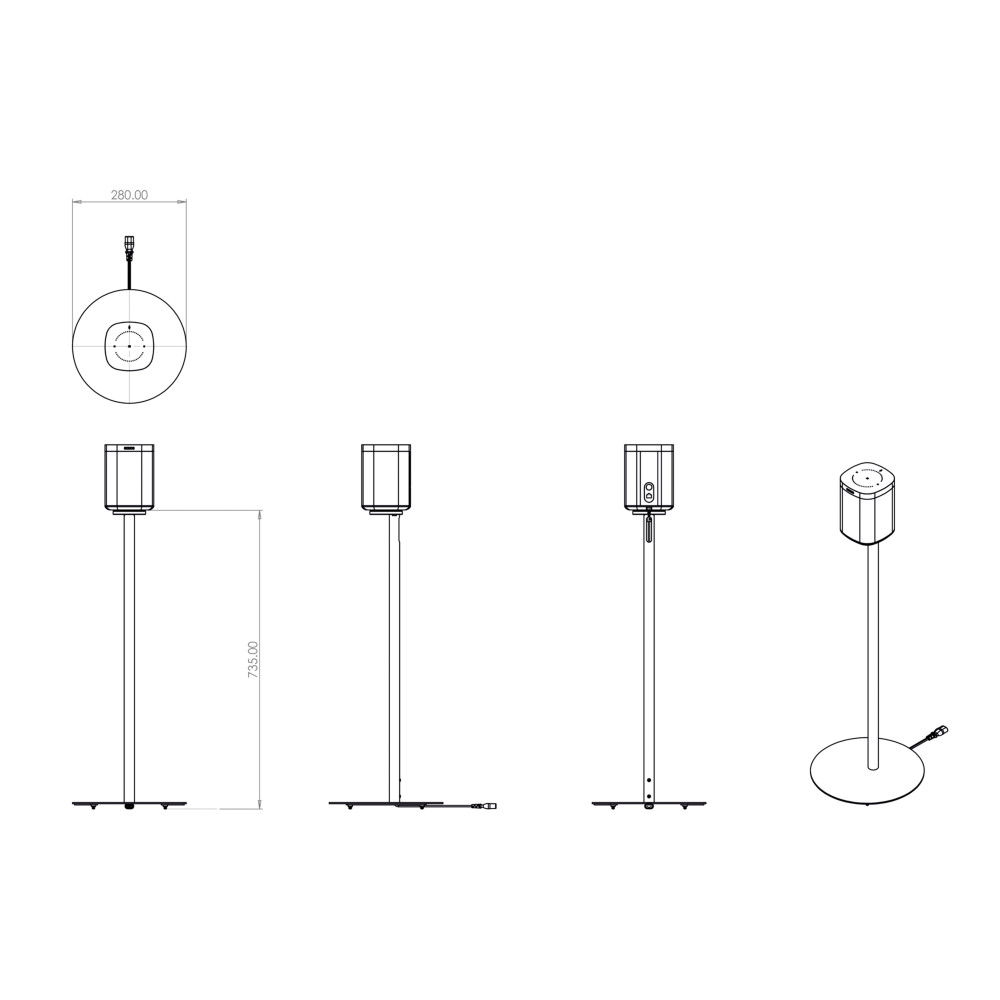 Produktbild för Multibrackets Sonos S1/P1 Floor Stand - Single Black