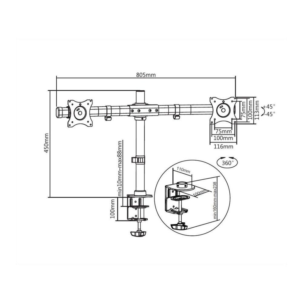 Produktbild för Multibrackets M Deskmount Basic Dual